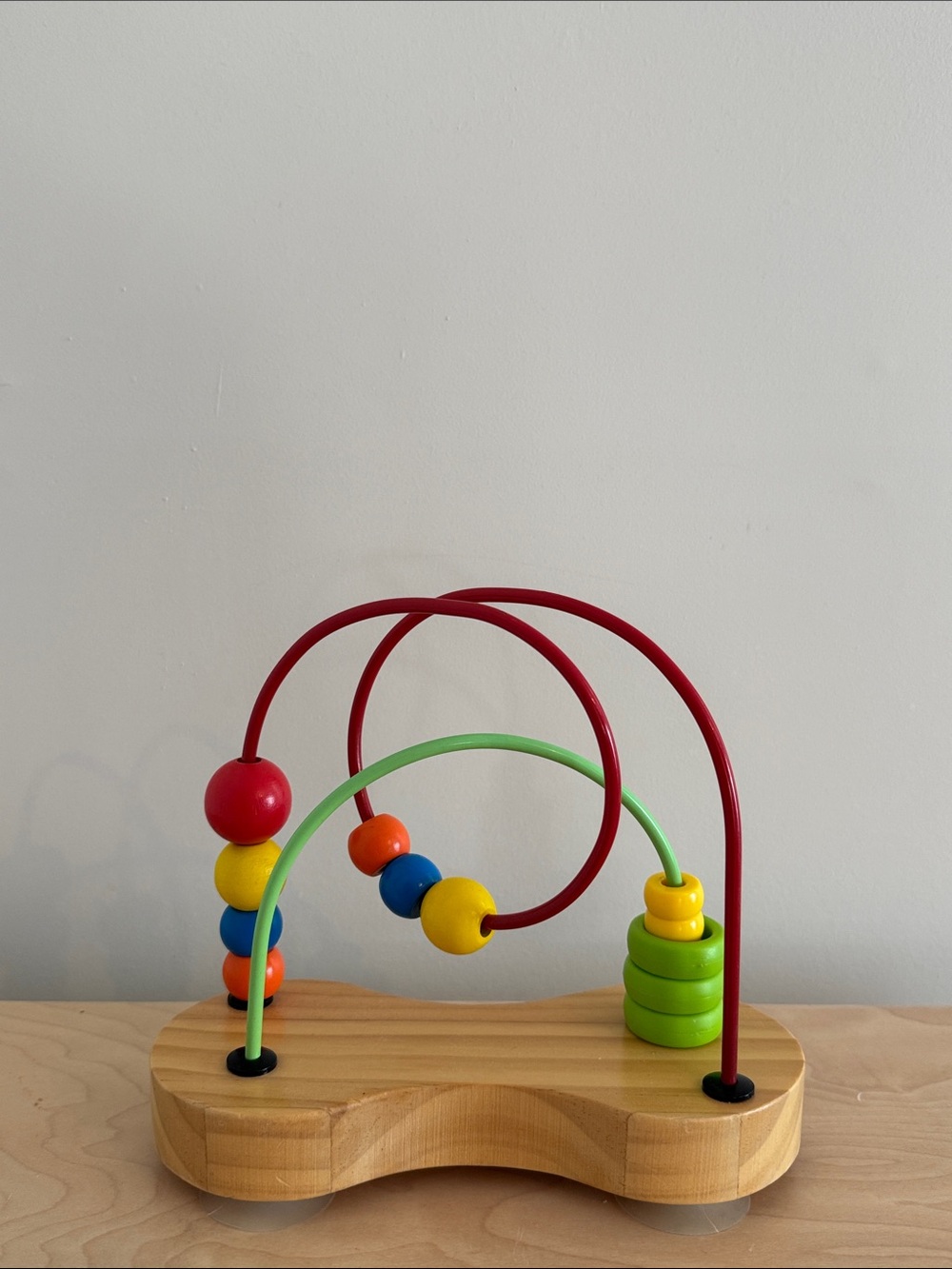Wooden Bead Maze Activity Toy - Red & Green Tracks